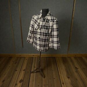 Chic Black and White Plaid Jacket